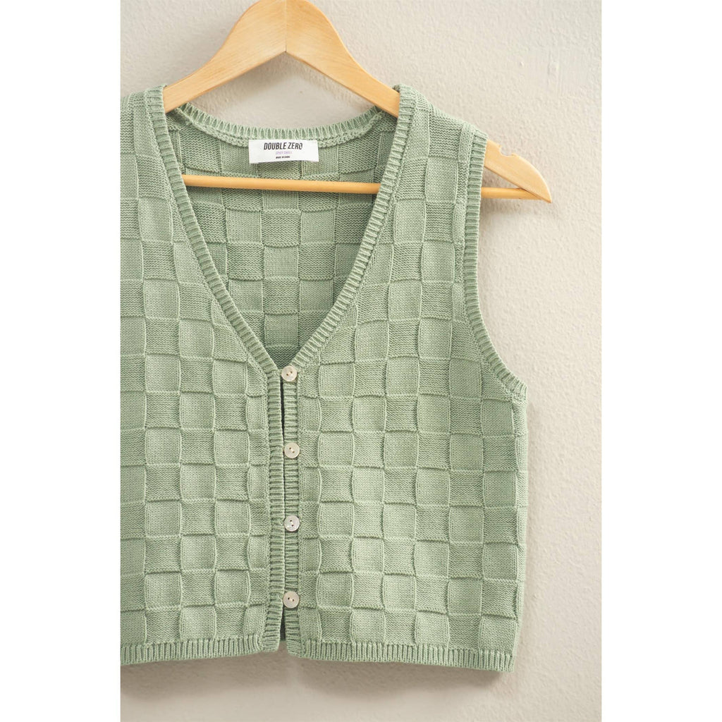 BASKET WEAVE V-NECK SLEEVELESS VEST
