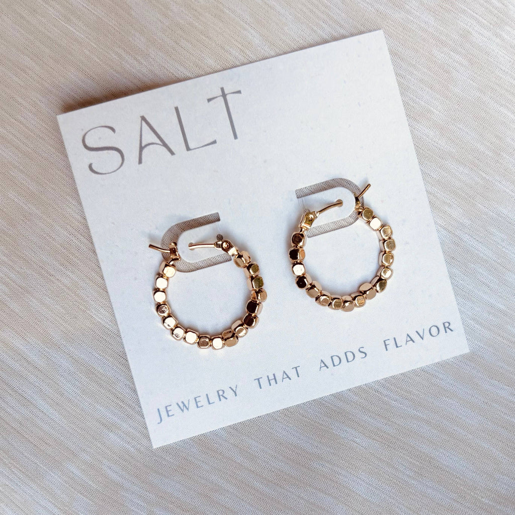 BEADED HOOPS | 18k Gold