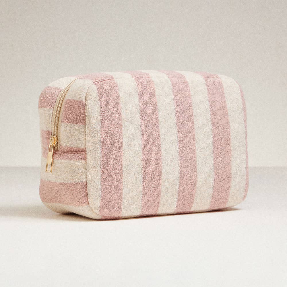 STRIPED COSMETIC POUCH BAG