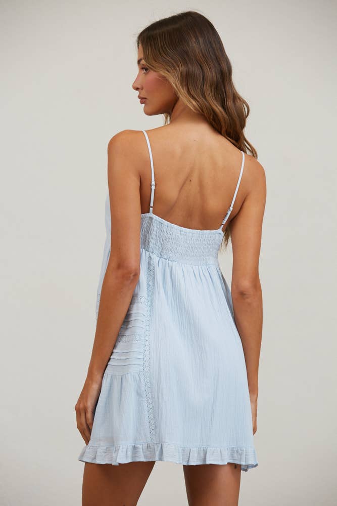 SUMMER BREEZE LACE TRIM ROMPER | Blue