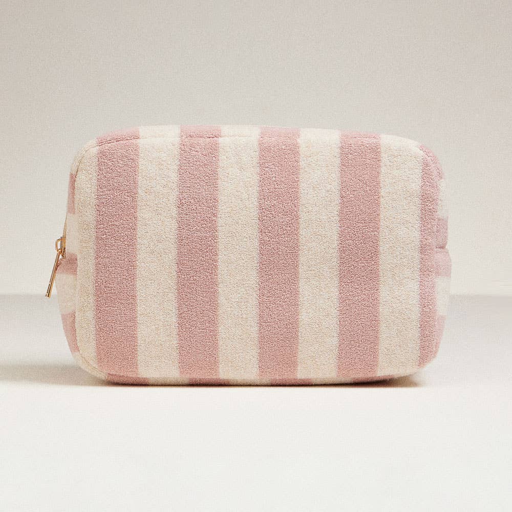 STRIPED COSMETIC POUCH BAG