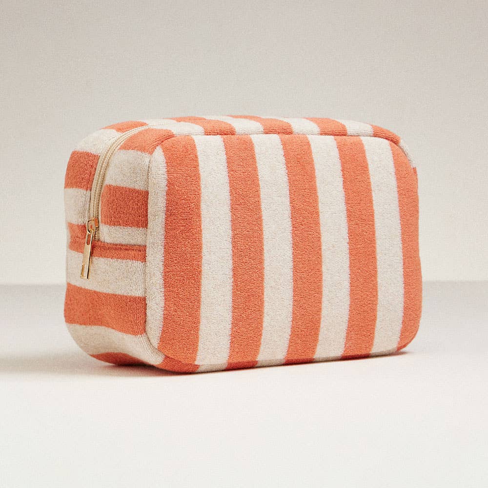 STRIPED COSMETIC POUCH BAG