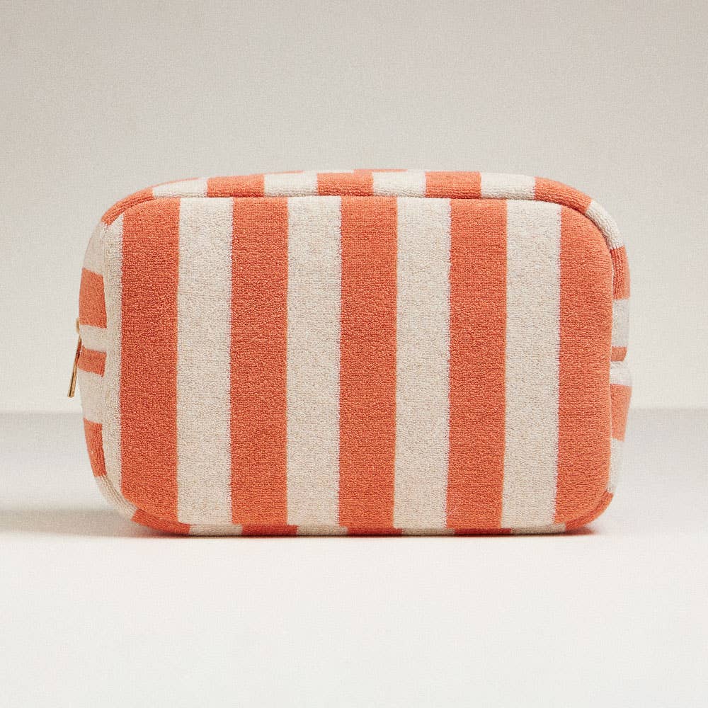 STRIPED COSMETIC POUCH BAG