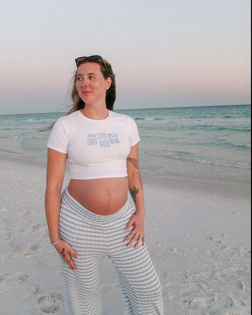 CROPPED BABY TEE | White & Blue Graphic