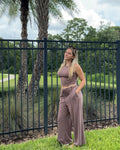 MINERAL WASHED SLEEVELESS TOP & WIDE LEG PANTS SET