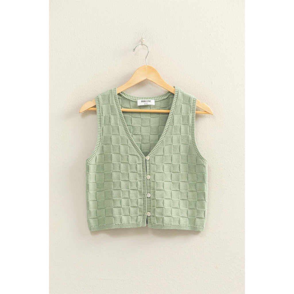 BASKET WEAVE V-NECK SLEEVELESS VEST