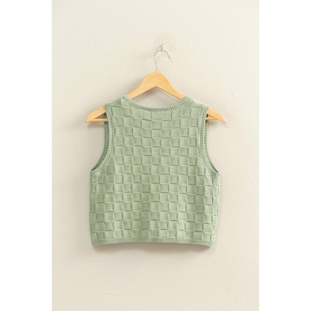 BASKET WEAVE V-NECK SLEEVELESS VEST