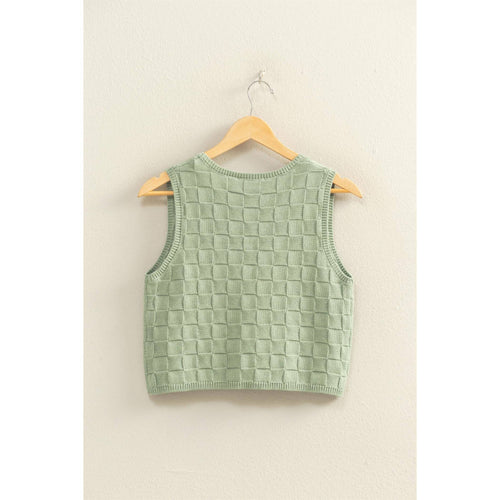 BASKET WEAVE V-NECK SLEEVELESS VEST