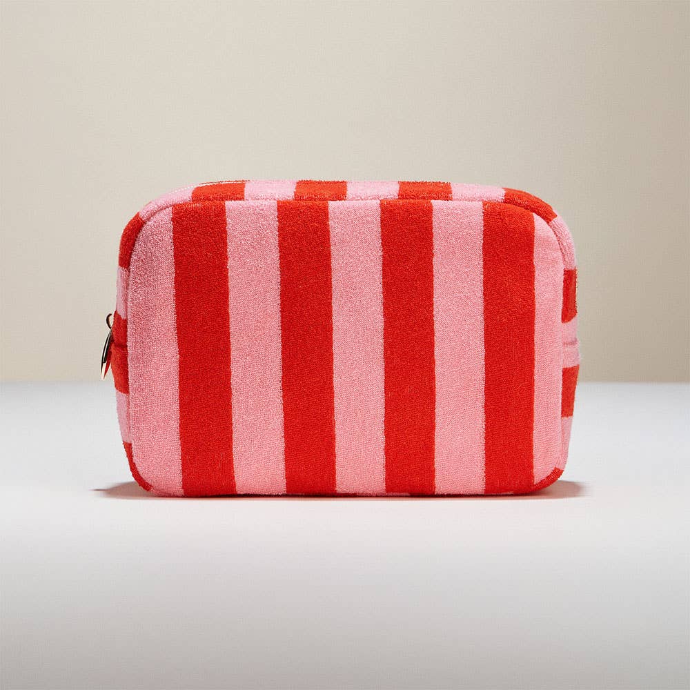 STRIPED COSMETIC POUCH BAG